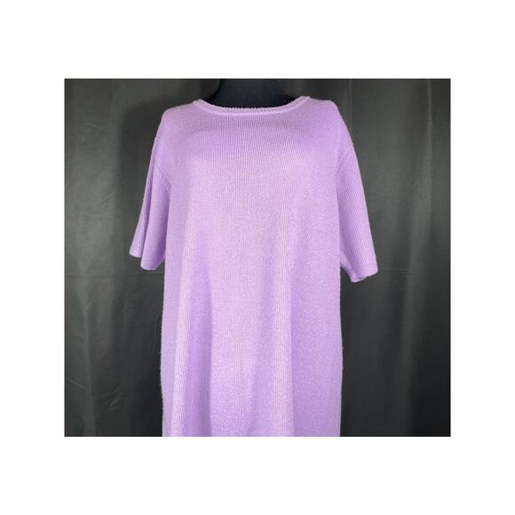 Vintage Lavender Plus Size Sweater Dress, Short Sleeves Mauroda 1x - Picture 5 of 8